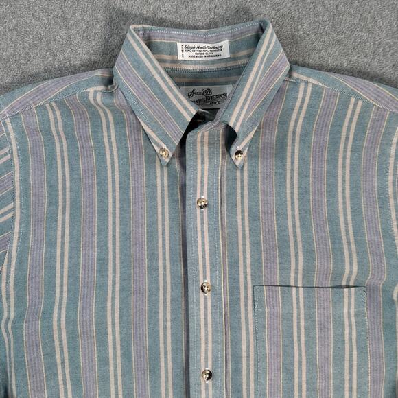 Vtg Sears Roebuck Single Needle Tailoring Button Up Striped Men's 15-1/2 32/33 - Picture 4 of 8